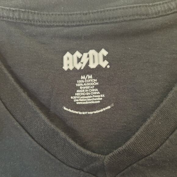 AC/DC T-Shirt Womens Small TUNIC LENGTH (Tagged M) V-Neck Long Length - Picture 4 of 4